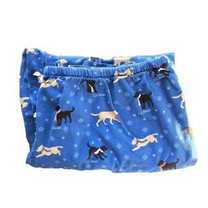 LL Bean Pajama Pants Womens 3X Blue Dog Print 100% Cotton Flannel Cozy Lounge